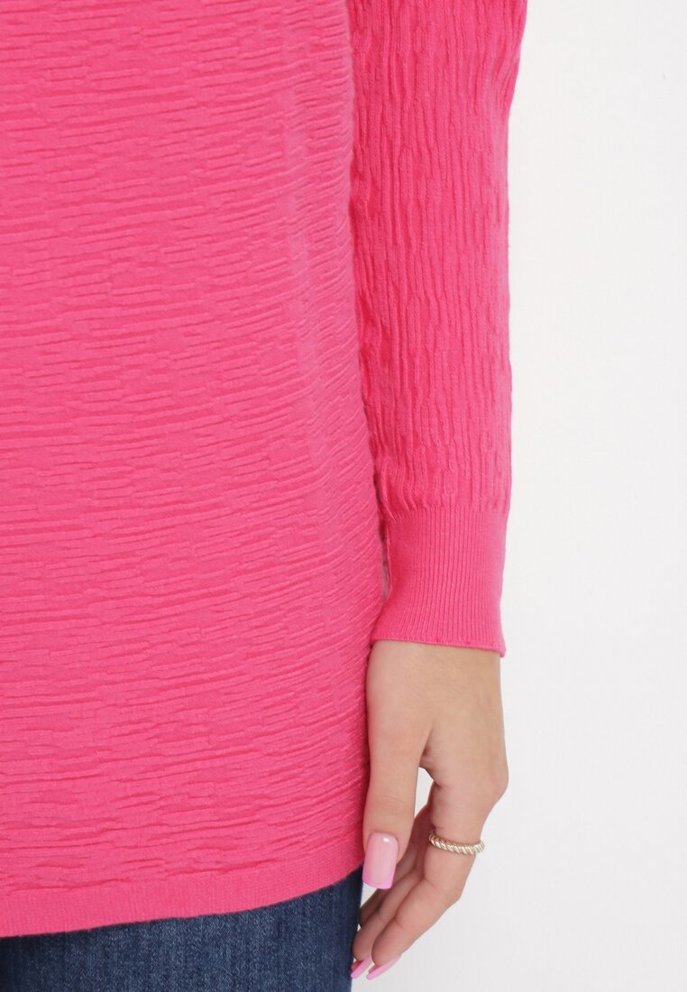 Fuksjowy Sweter z Wełną i Kaszmirem z Rękawami Typu Nietoperz Eines