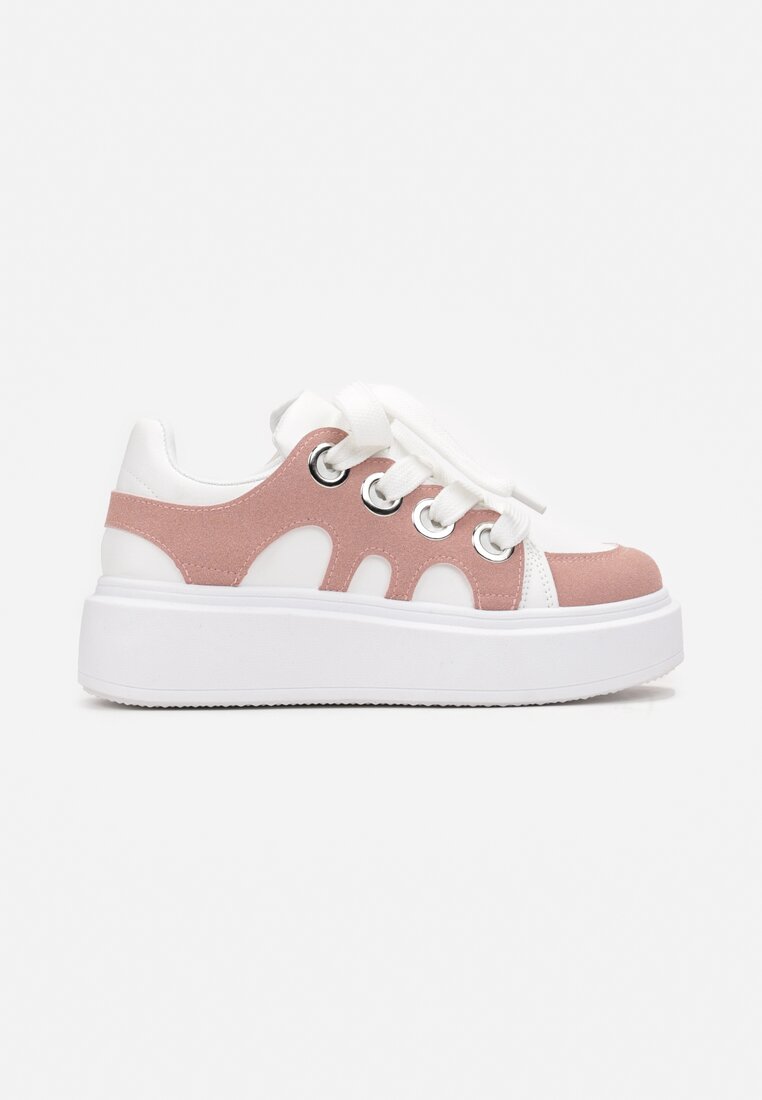 BIało-Różowe Sneakersy na Grubej Podeszwie Jorisa