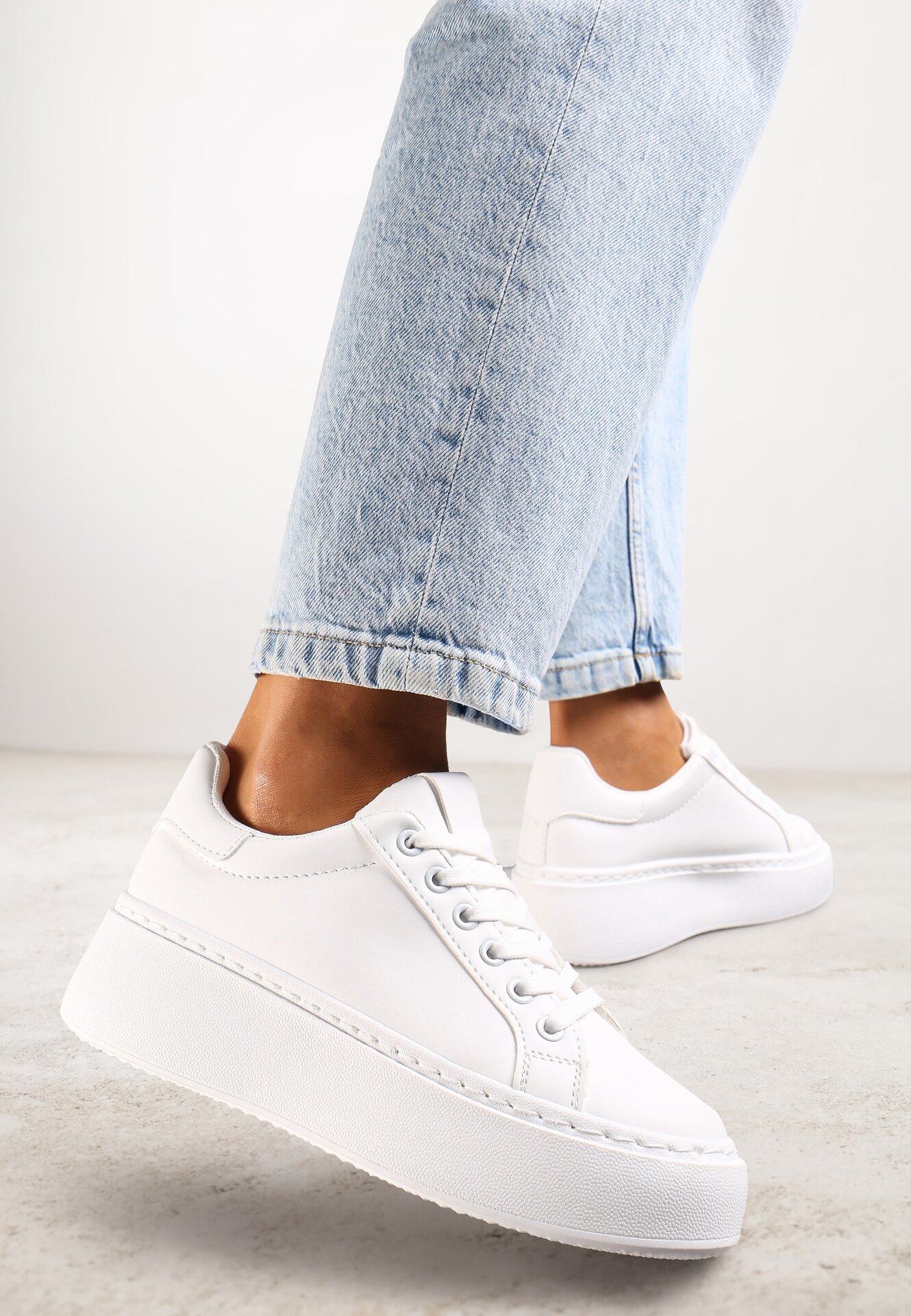 Białe Sneakersy na Platformie Berdolina