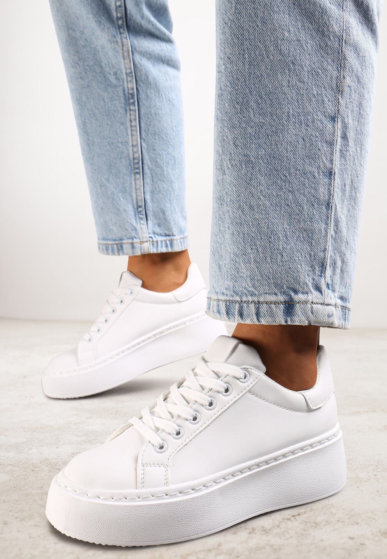 Białe Sneakersy na Platformie Berdolina