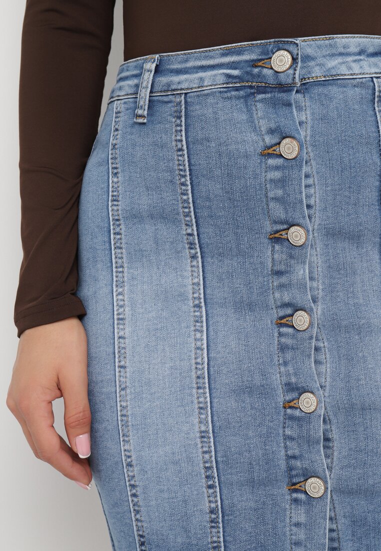 Niebieska Jeansowa Spódnica Mini Comenta