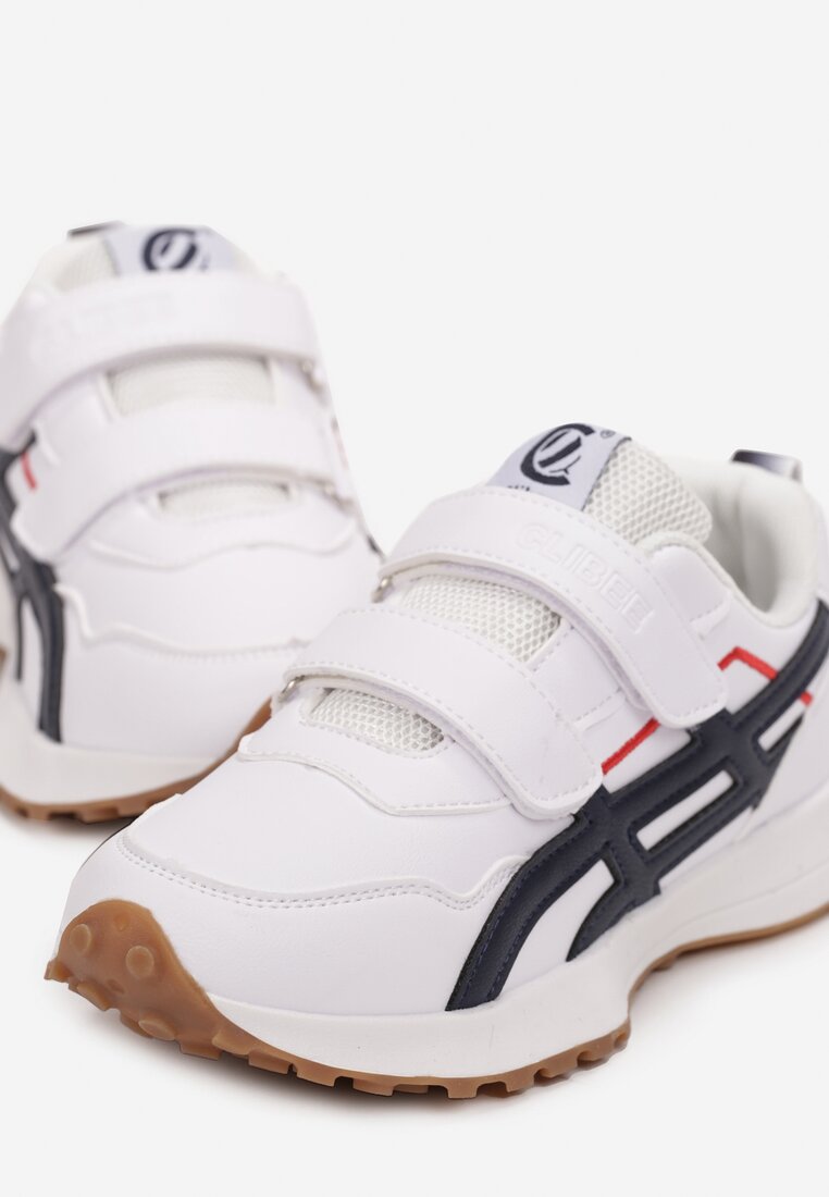 Biało-Niebieskie Buty Sportowe z Przeszyciami Zapinane na Rzepy Melid