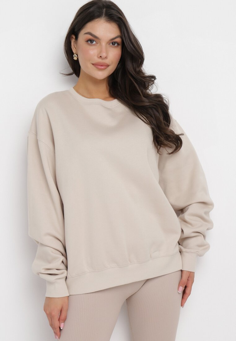 Beżowa Ocieplana Bluza Oversize Lhea