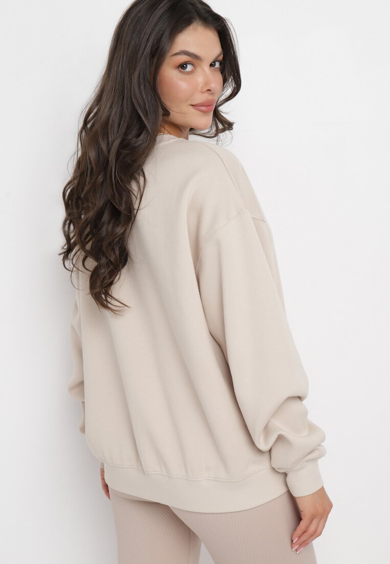 Beżowa Ocieplana Bluza Oversize Lhea