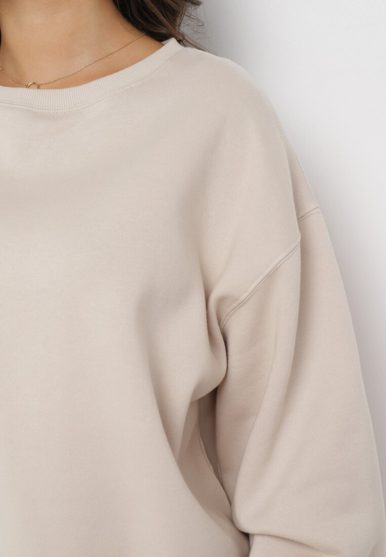 Beżowa Ocieplana Bluza Oversize Lhea