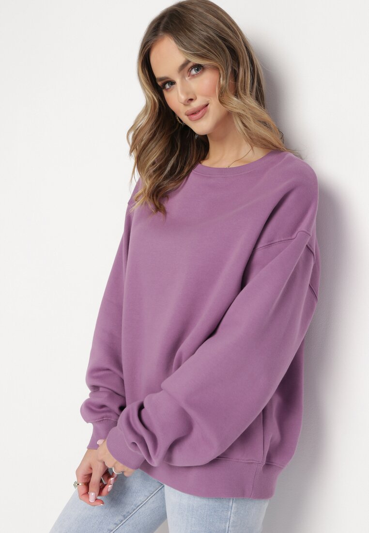 Jasnofioletowa Ocieplana Bluza Oversize Lhea