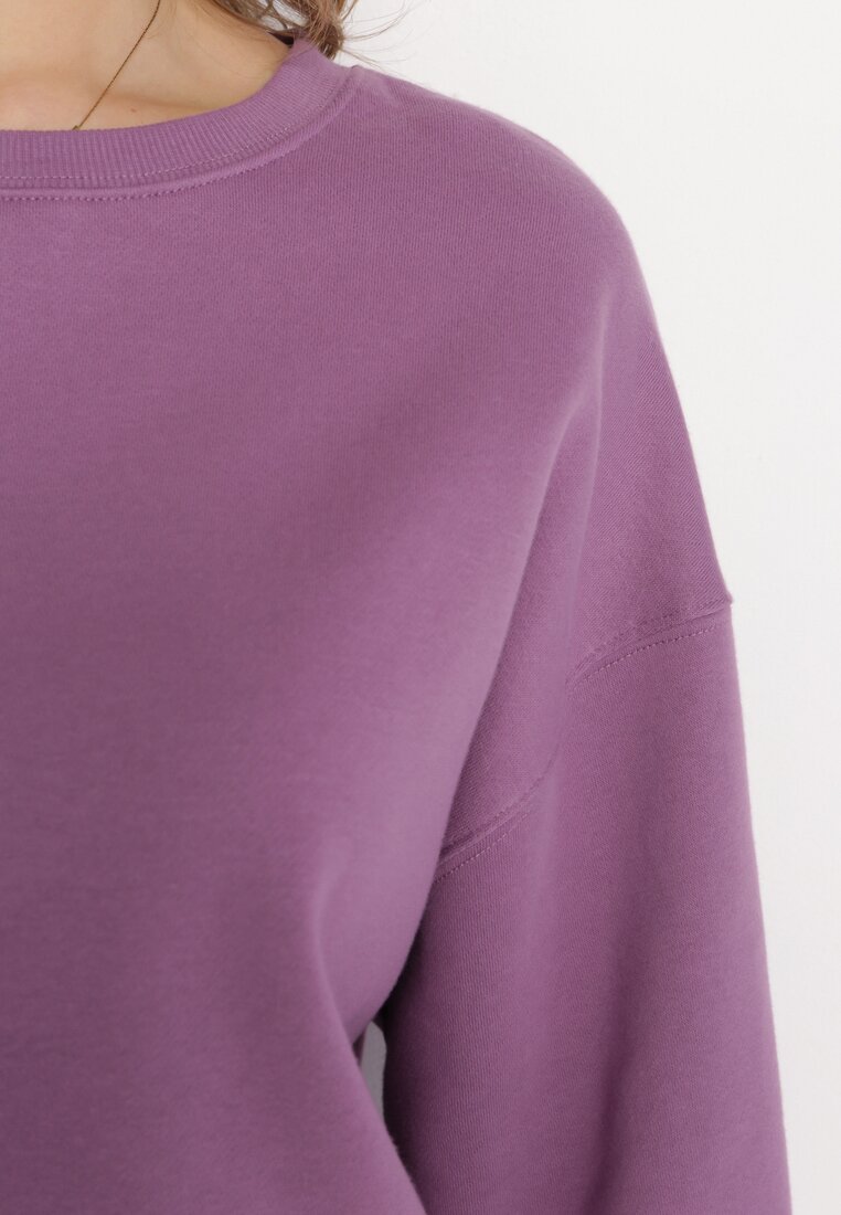 Jasnofioletowa Ocieplana Bluza Oversize Lhea
