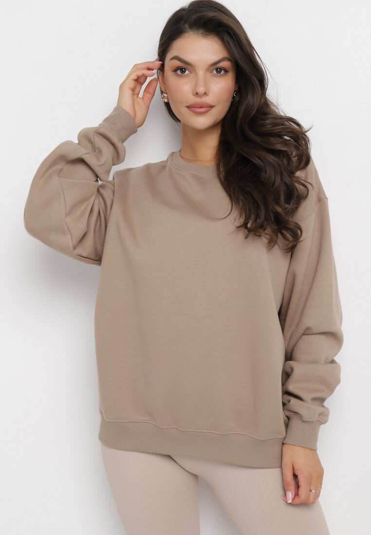 Ciemnobeżowa Ocieplana Bluza Oversize Lhea