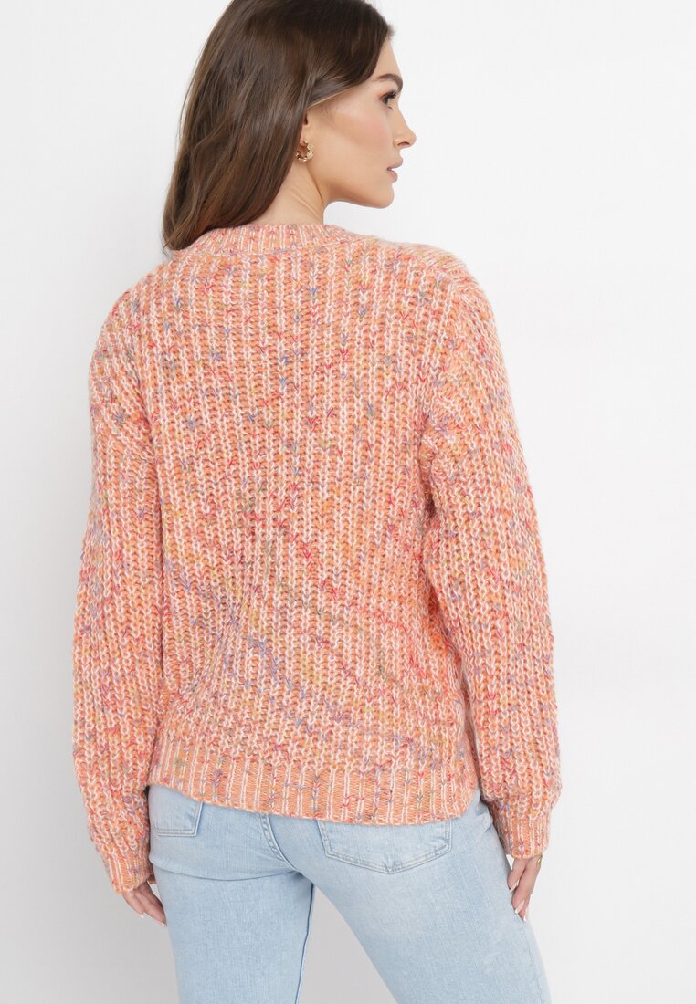 Pomarańczowy Sweter z Ozdobną Kolorową Nicią Gabriani