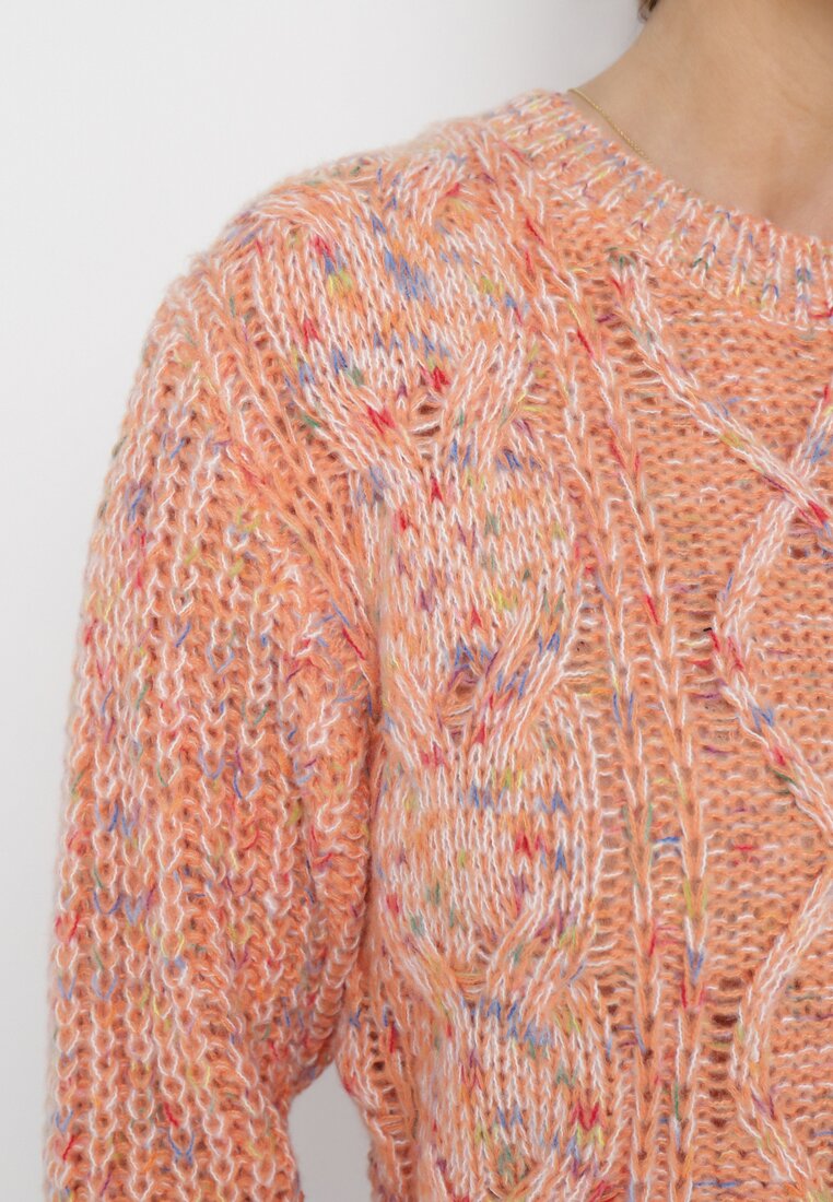 Pomarańczowy Sweter z Ozdobną Kolorową Nicią Gabriani