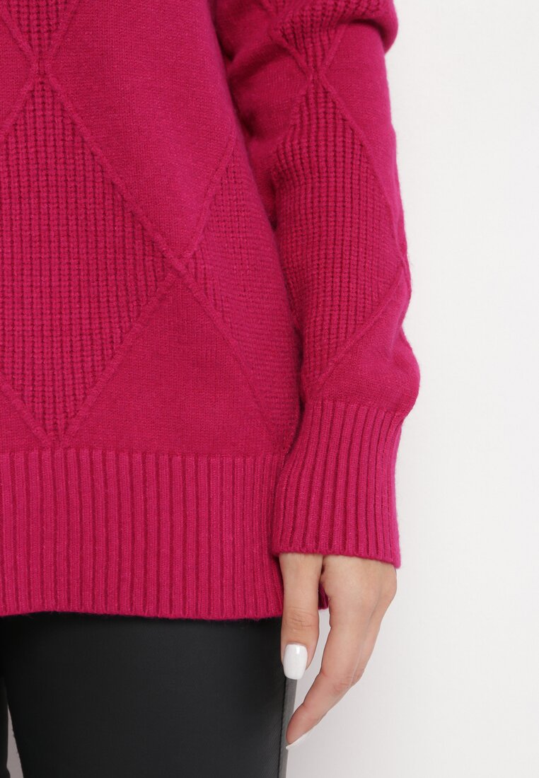 Fuksjowy Klasyczny Golf z Długimi Rękawami i Ściągaczami Giabina