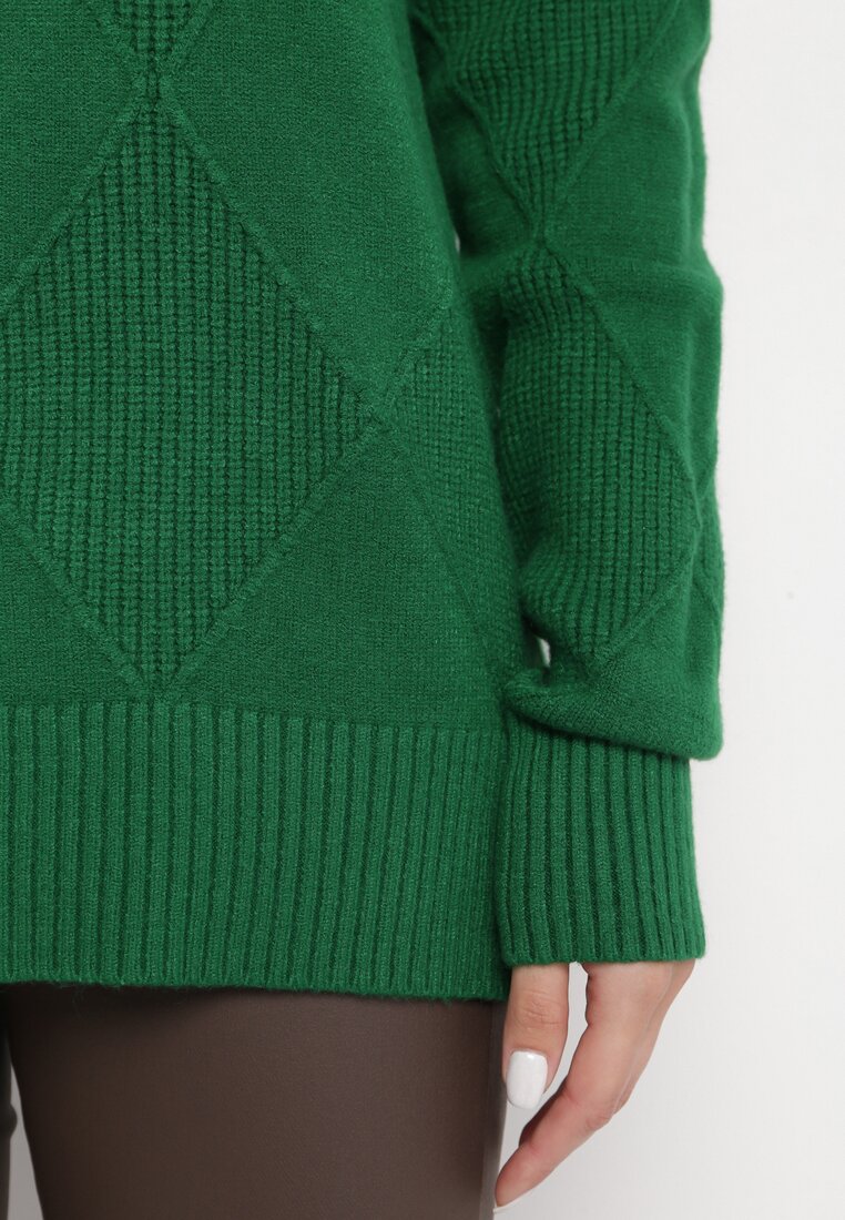 Zielony Klasyczny Golf z Długimi Rękawami i Ściągaczami Giabina