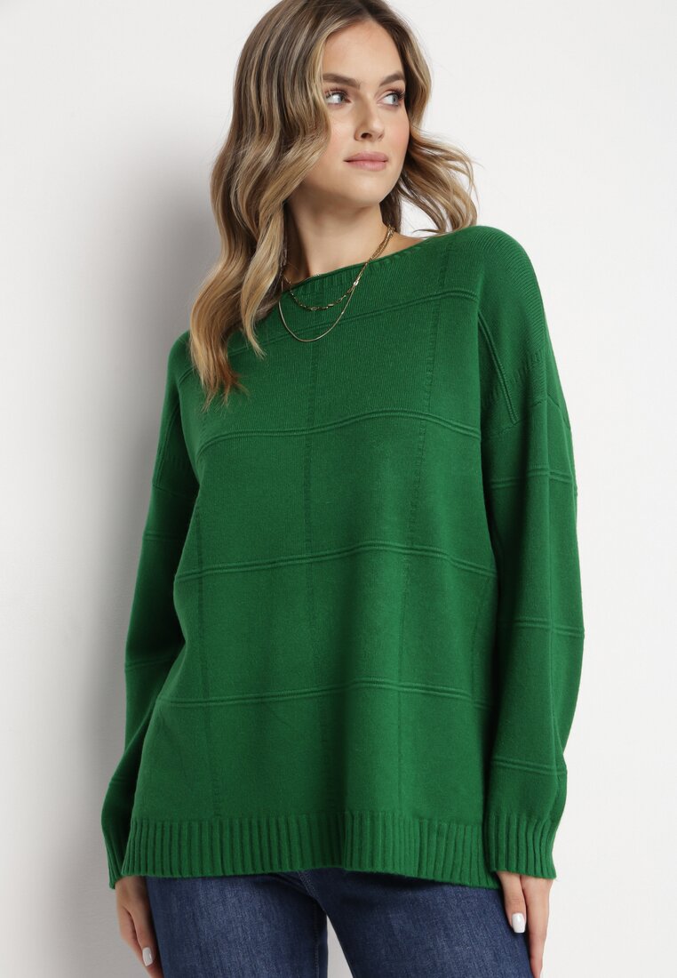 Zielony Sweter z Długim Rękawem o Klasycznym Kroju Blitesa