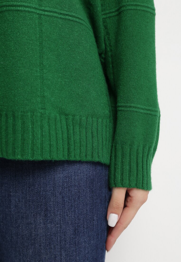 Zielony Sweter z Długim Rękawem o Klasycznym Kroju Blitesa