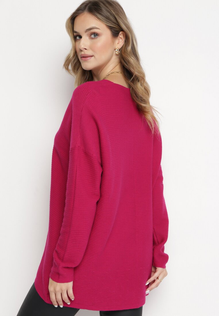 Fioletowy Asymetryczny Sweter z Rękawami Typu Nietoperz Onuva