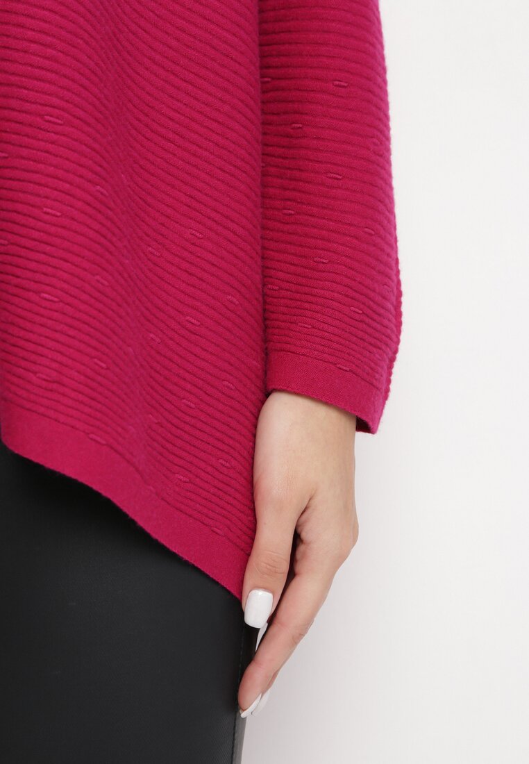 Fioletowy Asymetryczny Sweter z Rękawami Typu Nietoperz Onuva