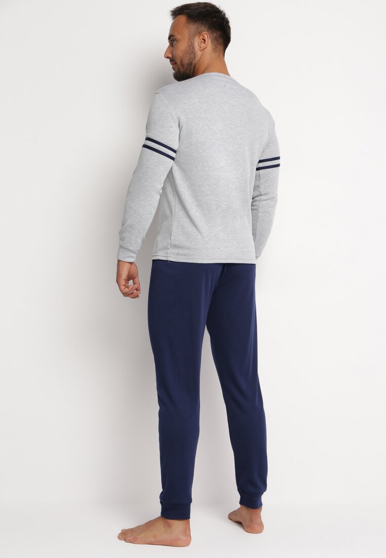 Szara Piżama Spodnie i Longsleeve z Nadrukiem Cervinera