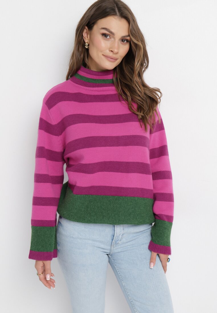 Pulover pe gât Fucsia