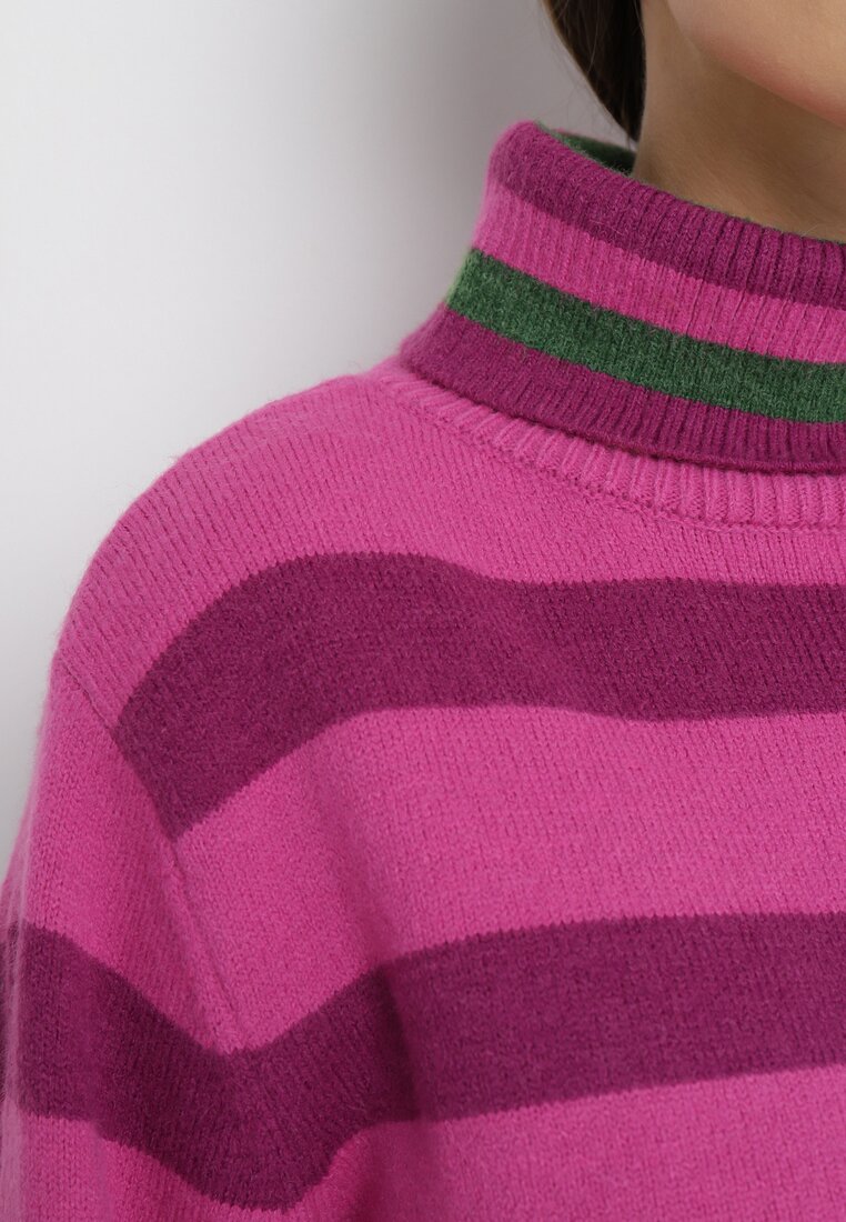 Pulover pe gât Fucsia