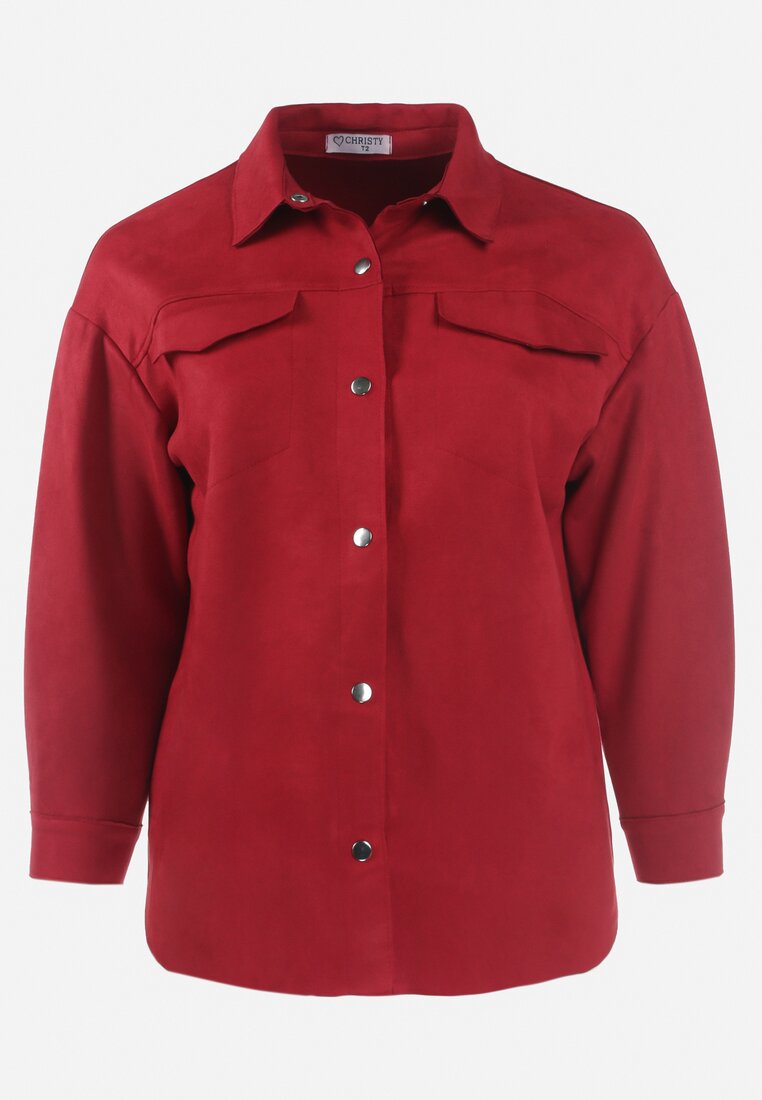 Czerwona Koszula Zapinana na Metaliczne Napy Eminasette