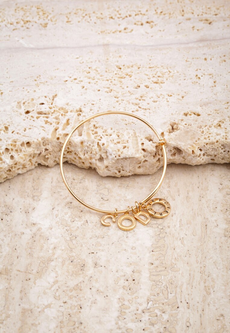 Złota Sztywna Bransoletka z Zawieszkami Veliuce