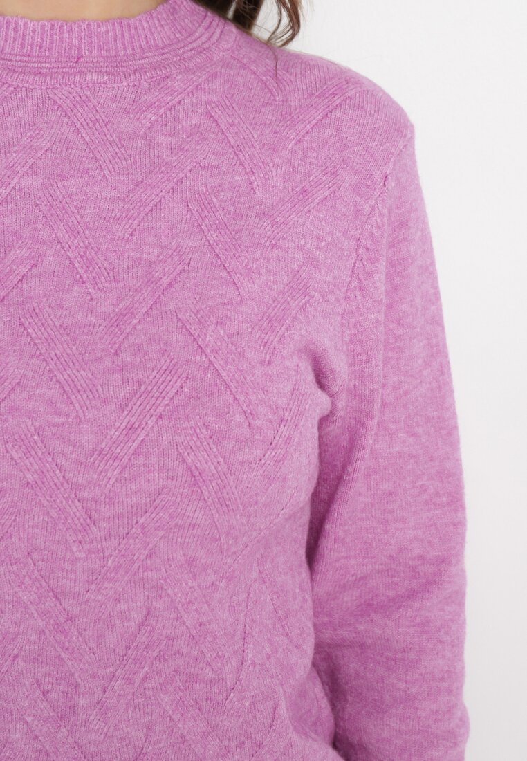 Jasnofioletowy Sweter z Długim Rękawem Abewina
