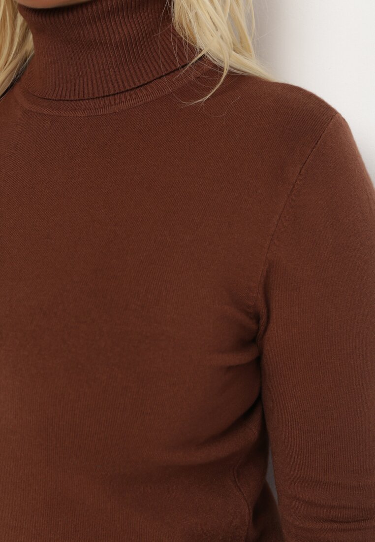 Brązowy Sweter z Golfem Sazerna