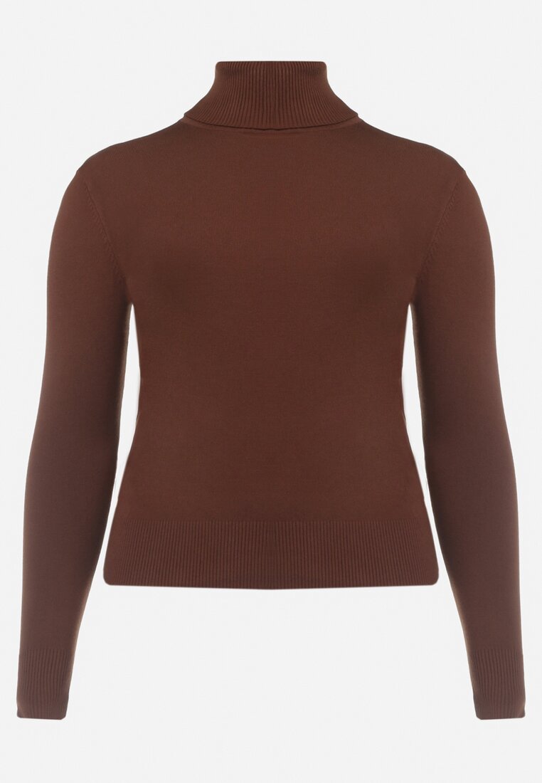 Brązowy Sweter z Golfem Sazerna