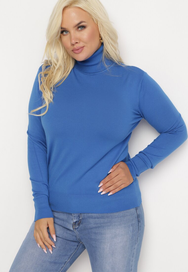 Niebieski Sweter z Golfem Sazerna