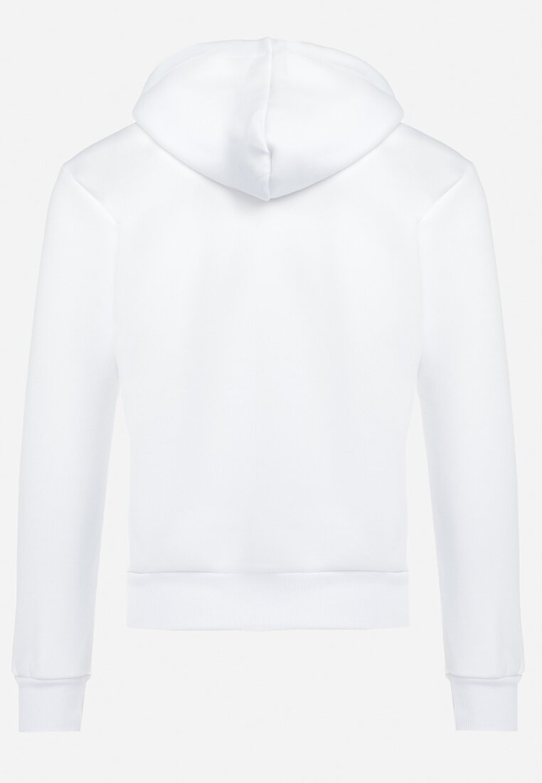 Biała Bluza Wykończona Polarem z Kapturem i Kieszenią Donesma