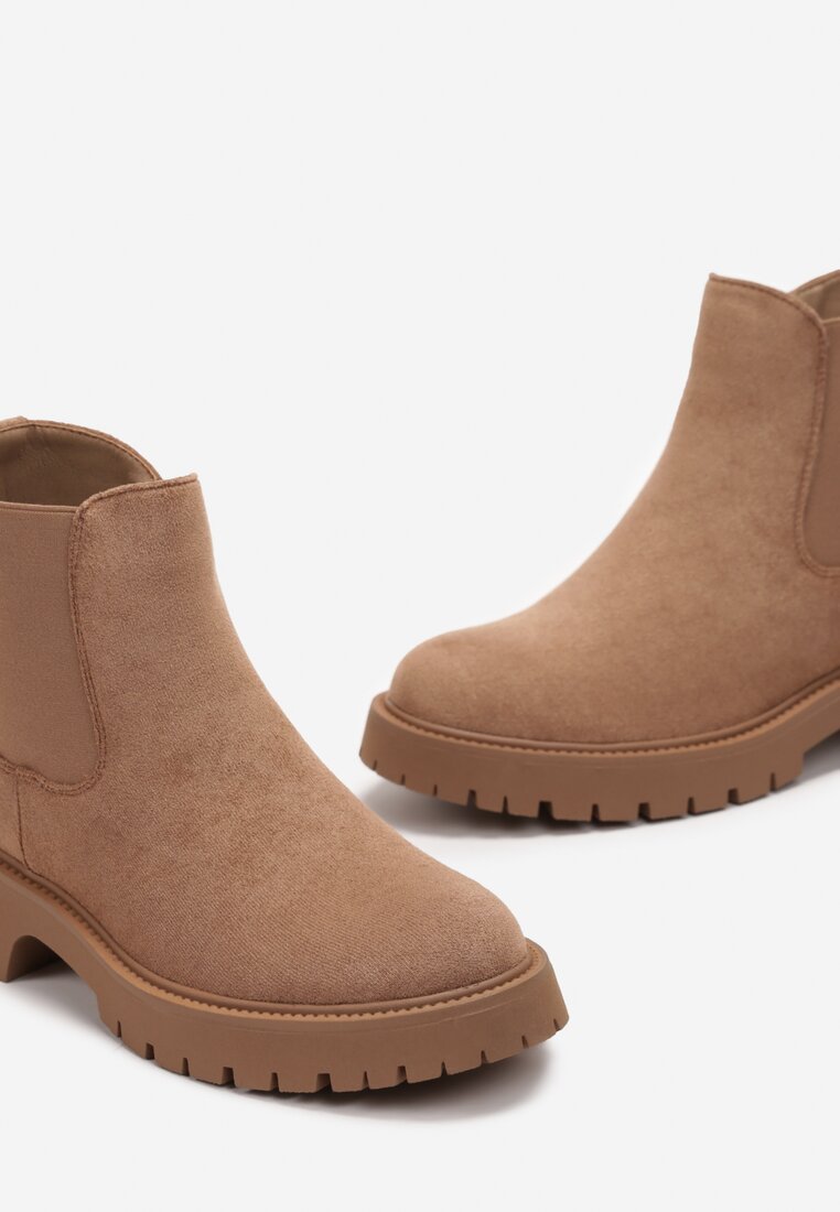 Brązowe Botki Sztyblety z Protektorem Lasmina