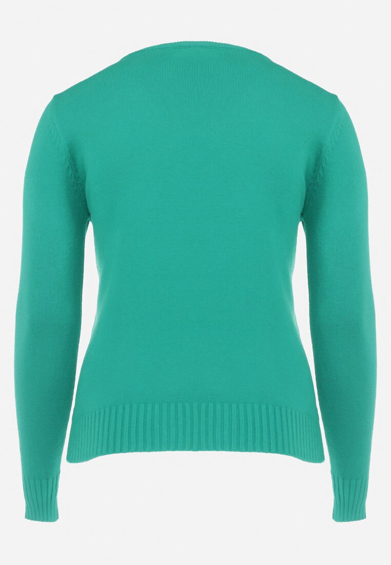 Zielony Sweter z Przeszyciami Maialle