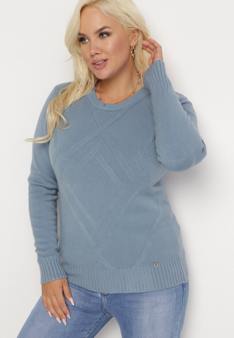 Jasnoniebieski Sweter z Przeszyciami Maialle
