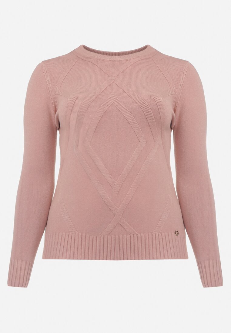Jasnoróżowy Sweter z Przeszyciami Maialle