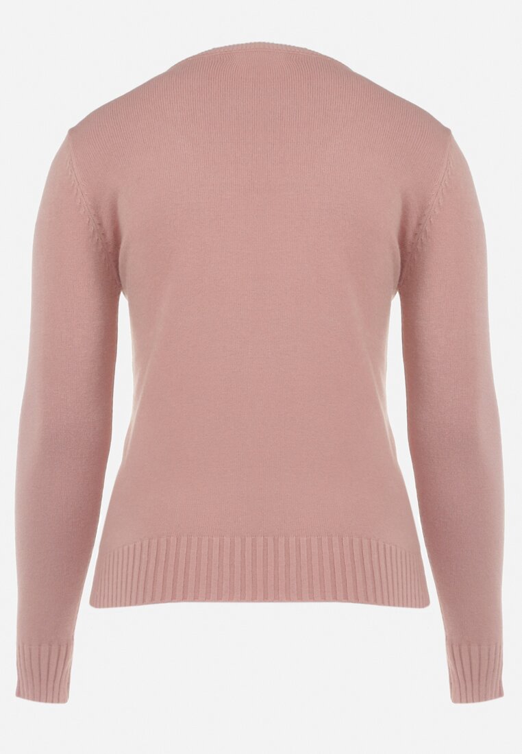 Jasnoróżowy Sweter z Przeszyciami Maialle