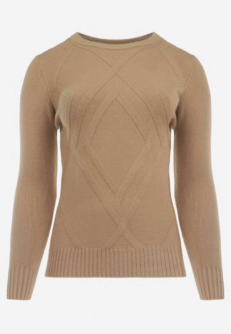 Brązowy Sweter z Przeszyciami Maialle
