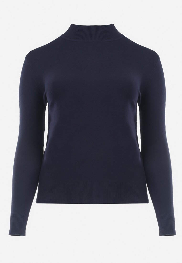 Granatowy Sweter z Golfem Erimessa