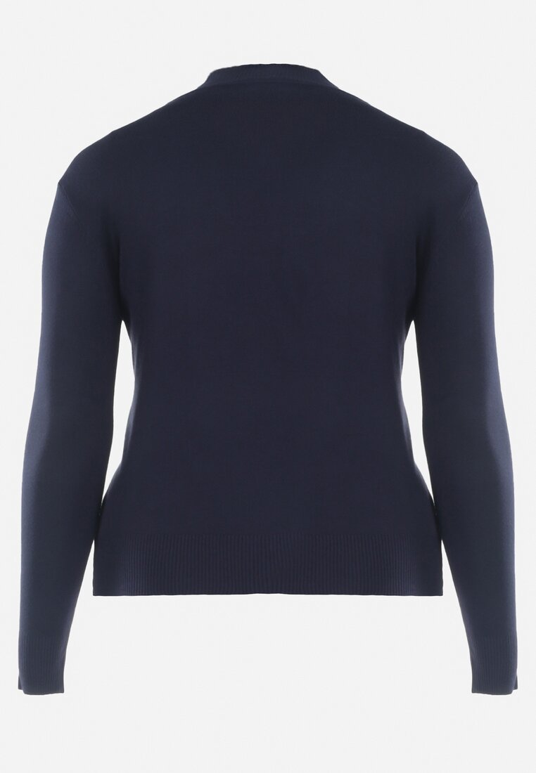 Granatowy Sweter z Golfem Erimessa