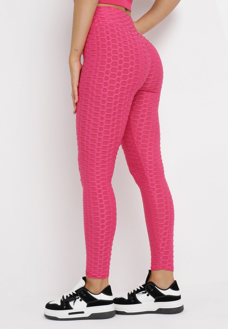 Fuksjowe Legginsy Push Up Ozdobione Tłoczonym Wzorem Nanoune