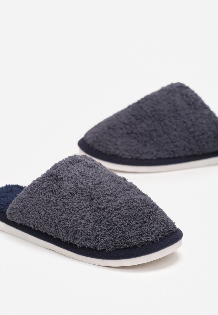 Granatowe Kapcie z Futerkiem Mirexa