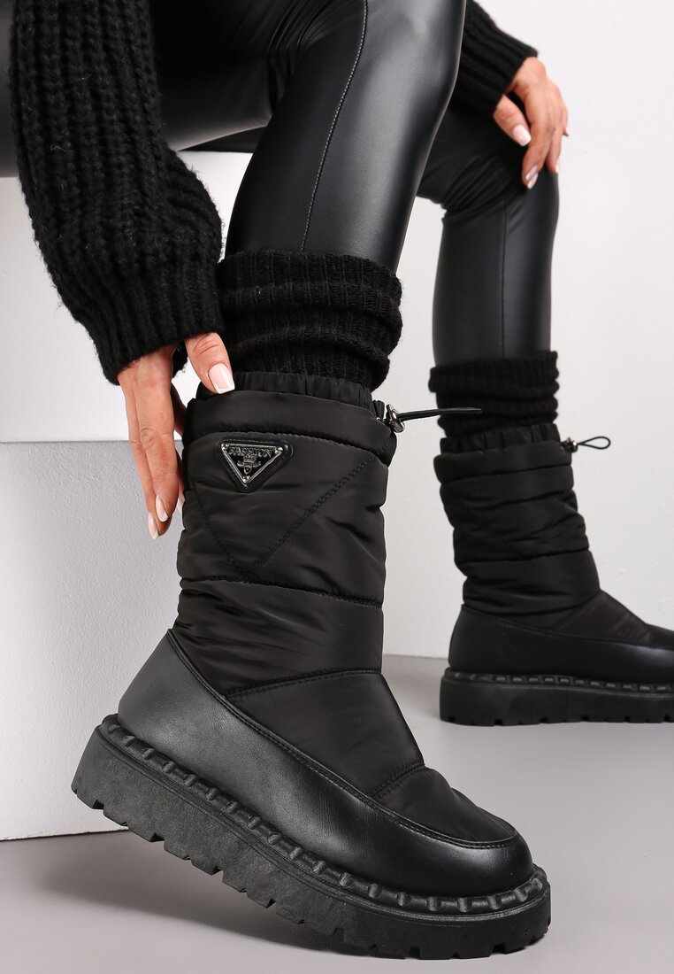 Czarne Śniegowce z Szerokim Pikowaniem i Ściągaczem Dasmenn