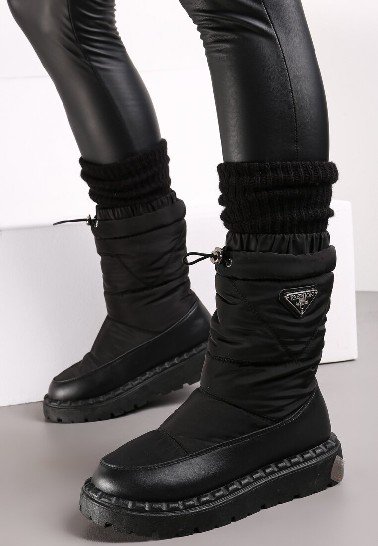 Czarne Śniegowce z Szerokim Pikowaniem i Ściągaczem Dasmenn