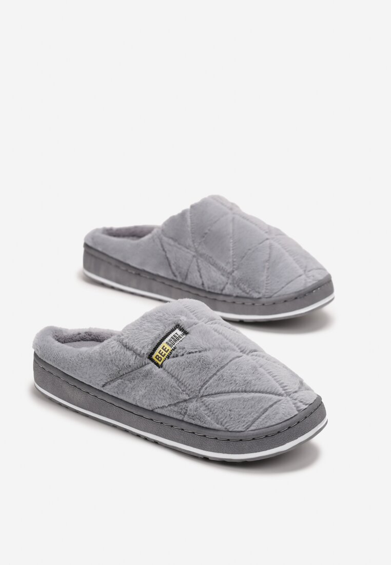 Szare Kapcie z Futerkiem Agellka