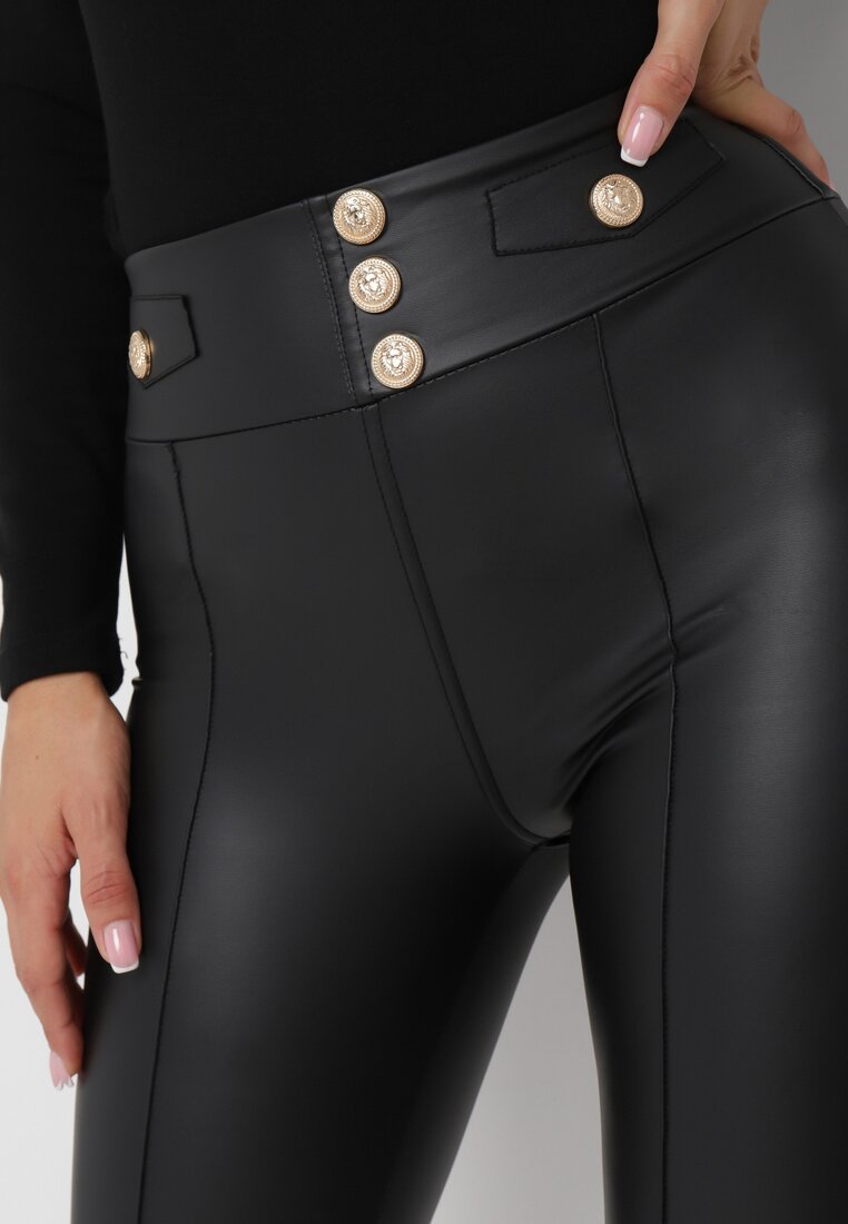 Czarne Spodnie Skinny z Ekoskóry Aileta