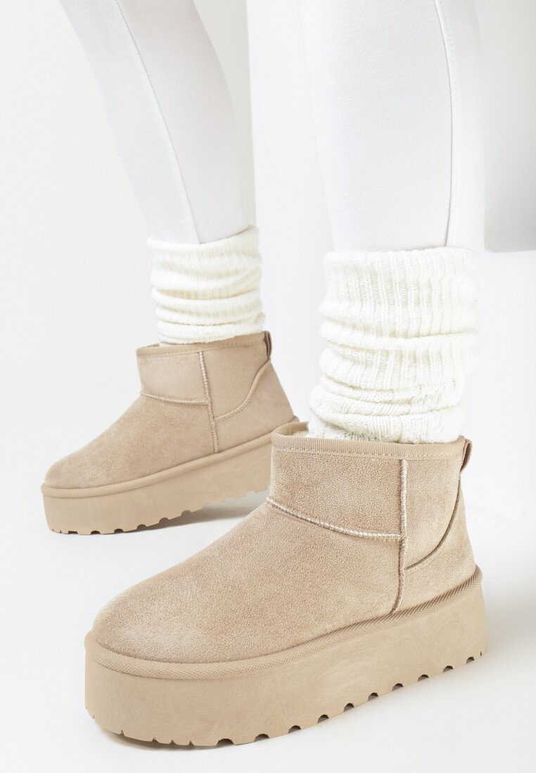 Beżowe Śniegowce na Platformie Erella