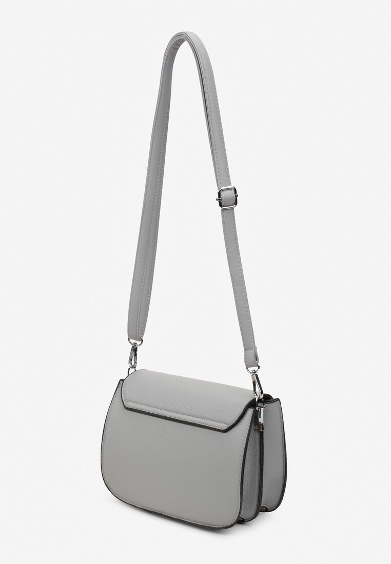 Szara Torebka Listonoszka z Klapką z Eleganckim Zapięciem Giuditta