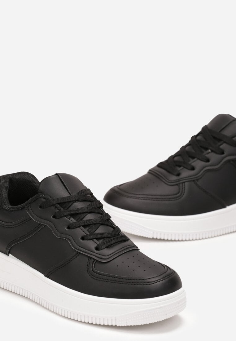 Czarno-Białe Sneakersy Sznurowane Finos
