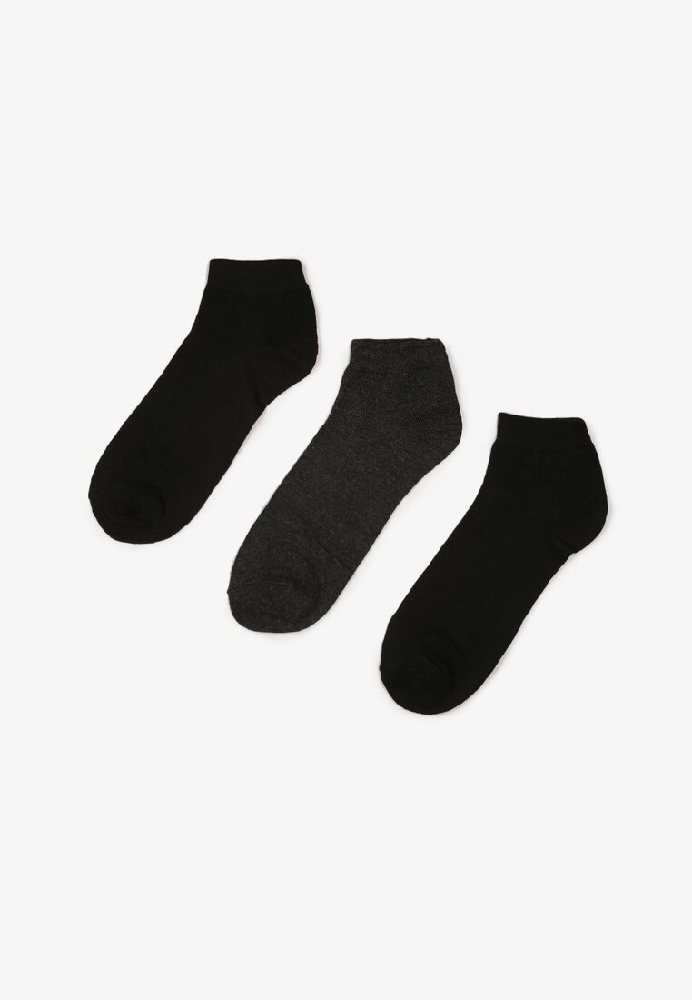 Czarno-Szare 3-pack Skarpety do Kostki z Elastycznej Bawełny Seolna