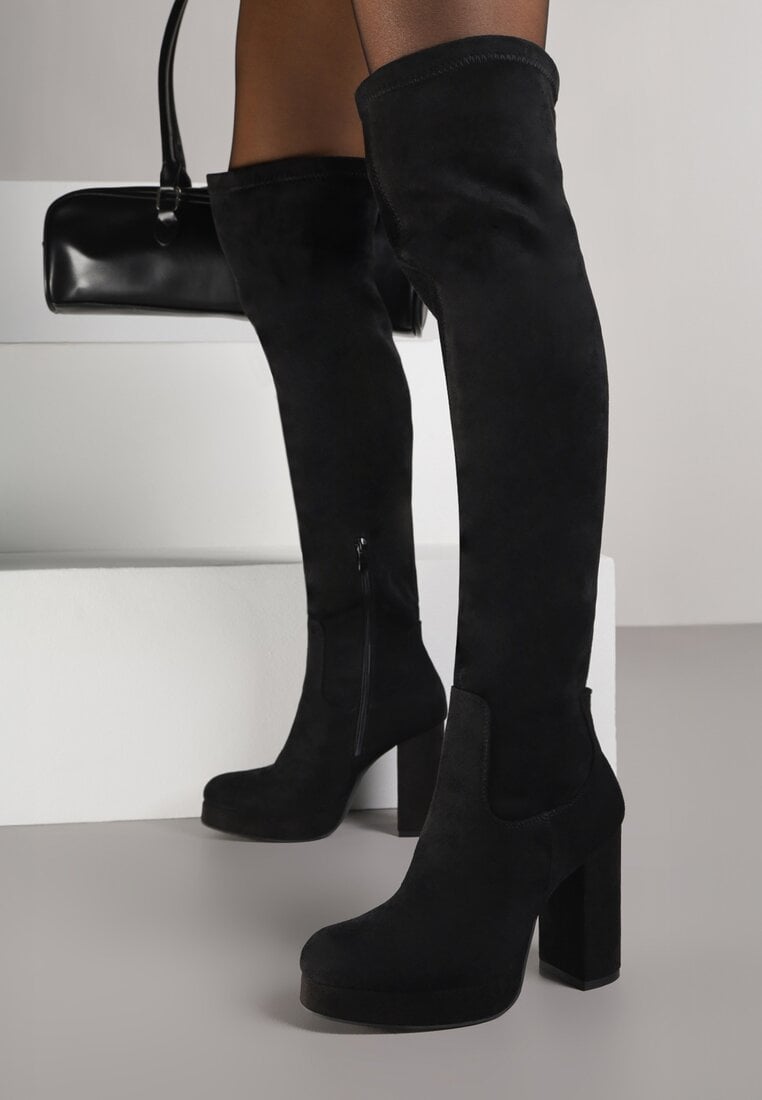 Czarne Kozaki za Kolano na Słupku Oderia