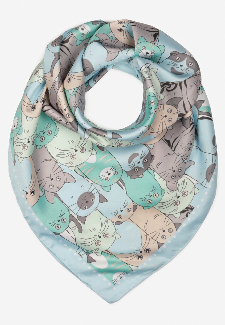 Miętowy Kwadratowy Szalik z Nadrukiem Tamevima